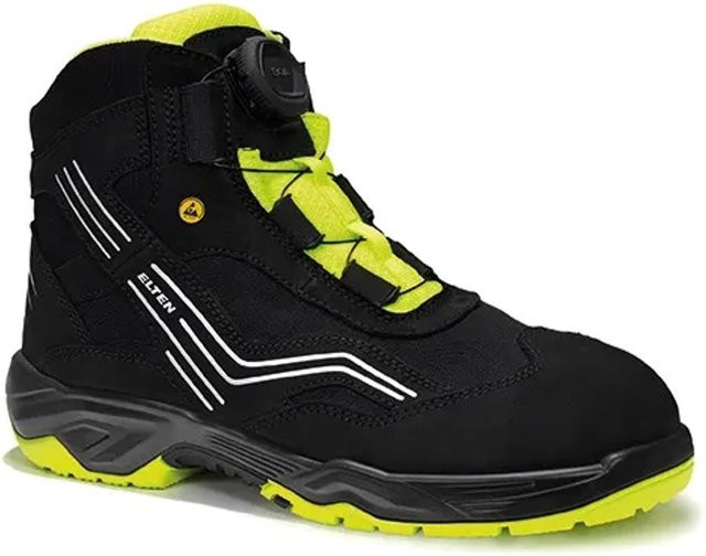 Elten Sicherheitsstiefel Ambition Boa Mid ESD S2 in Schwarz-Gelb, Größe 42 - Bild 1