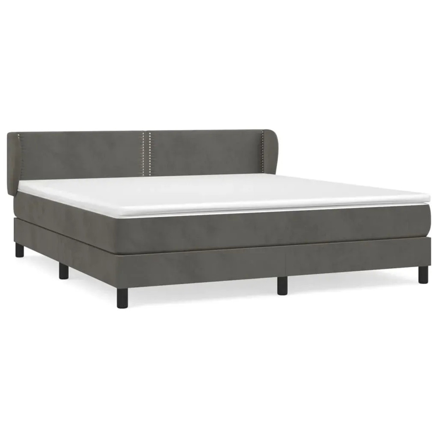 vidaXL Boxspringbett mit Matratze und Kopfteil, Dunkelgrau, Samt, Hybrid-Matratze mit Taschenfederkern, B/T: 180 x 200 cm - Bild 2
