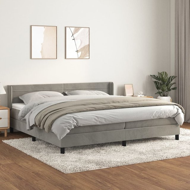 vidaXL Boxspringbett Hybrid mit Matratze und Taschenfederkern, Hellgrau, B/T: 200 x 200 cm - Bild 3