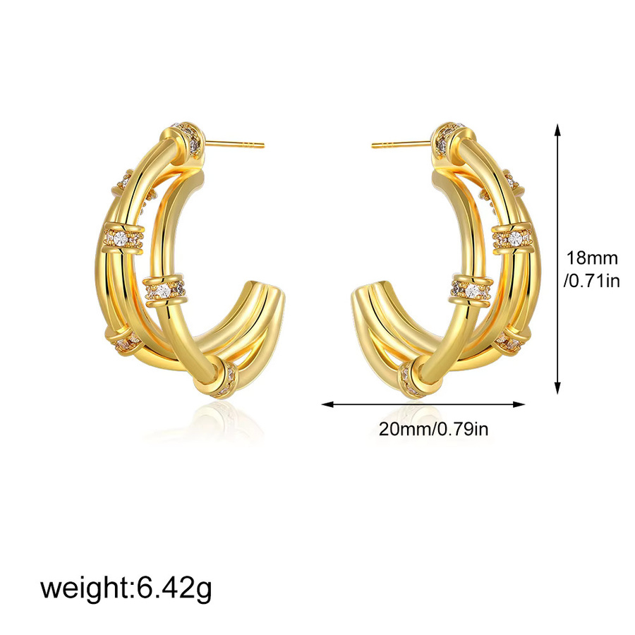 Erpels Ohrring, C-förmig, Zirkon, Metall, Damen - Bild 2