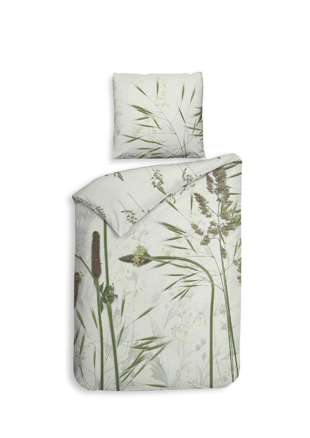 Heckett & Lane Mako-Satin Bettwäsche Ona Green mit Gräsern und Ähren, grün, reversible, B/H: 135 x 200 cm und 80 x 80 cm - Bild 1