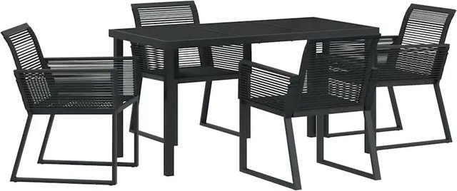 vidaXL Garten Essgruppe 5-teilig aus Poly Rattan und Glas in Schwarz - Bild 1