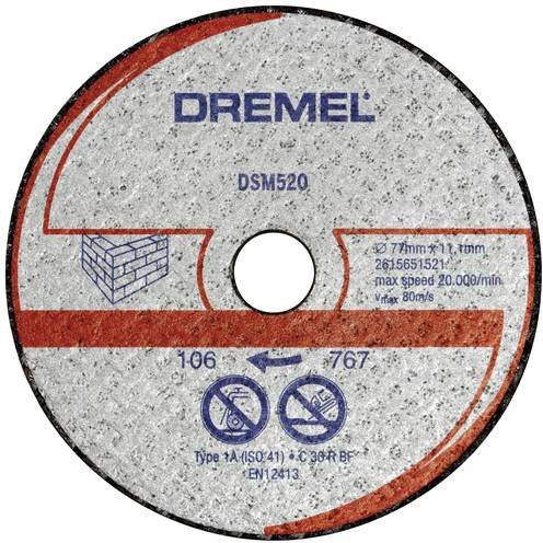 Dremel DSM520 Mauerwerk-Trennscheibe für Ziegel und Gipskarton, Grau, 2 Stück, Durchmesser: 77 mm - Bild 1
