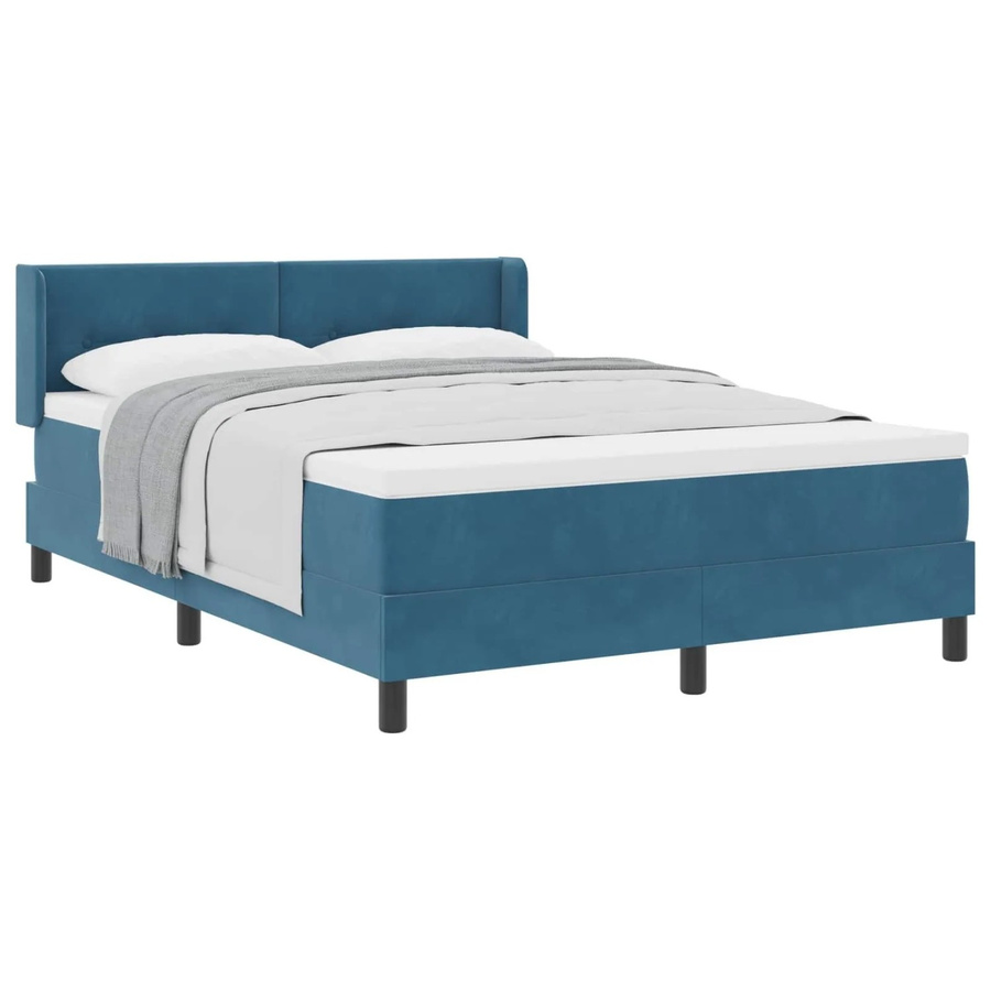 vidaXL Boxspringbett mit Matratze in Dunkelblau, Hybrid-Modell aus Holz und Textil, B/T/H: 160 x 200 x 280 cm - Bild 2