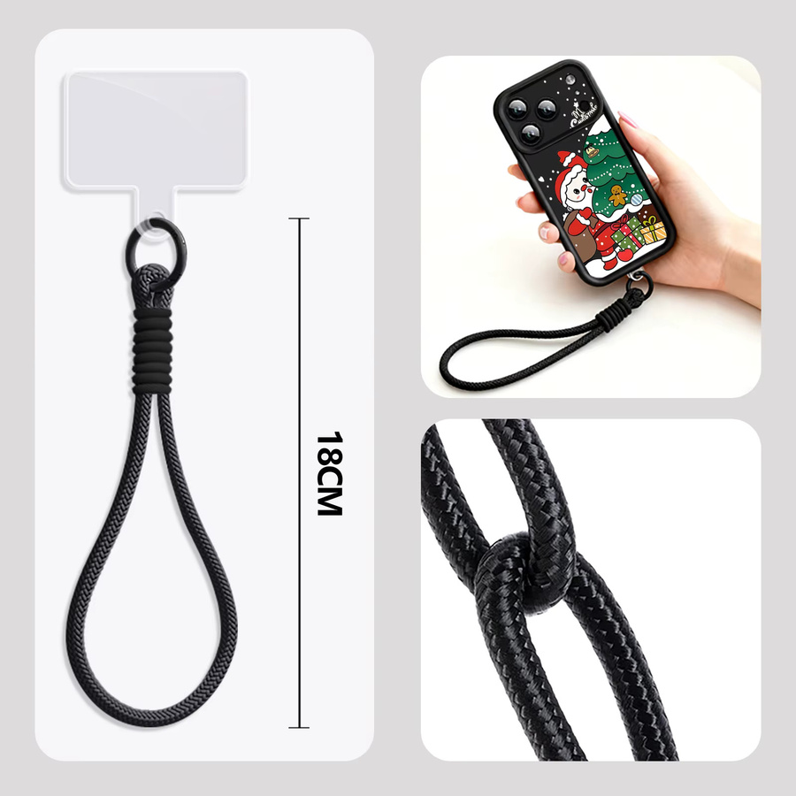 YISHANGOU Handyhülle mit Weihnachtsmann-Design und Riemen, stoßfeste TPU-Schutzhülle für iPhone 17 Pro Max, 16, 15, 14, 13, 12, 11 Pro Max, Farbe: Schwarz/Mehrfarbig - Bild 4