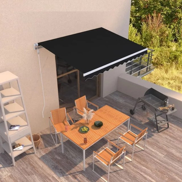 Furnicato Automatische Markise aus Aluminium und Polyestergewebe in Anthrazit B: 300 cm, H: 250 cm - Bild 1