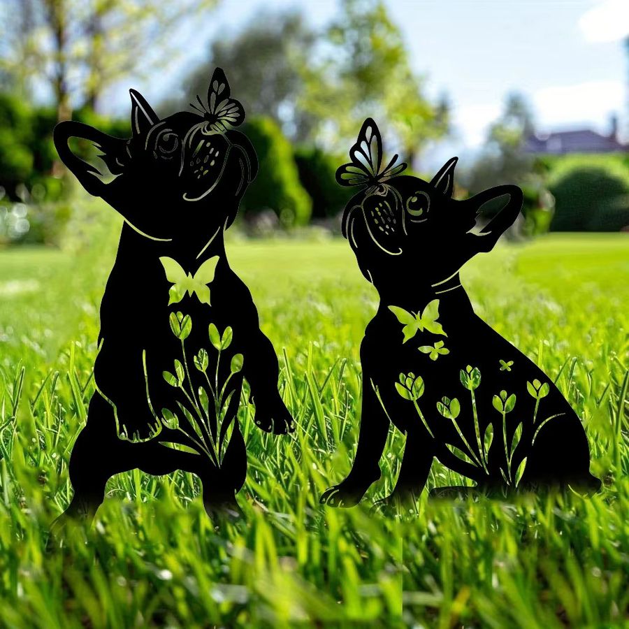 DDPNKL 2 Stück Metall-Hundegartendekoration als dekorative Gartensteine für den Außenbereich - Bild 2