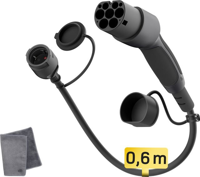 dé Typ 2 zu Schuko Adapter mit TPU-Kabel in Schwarz für Ladestationen - Bild 1