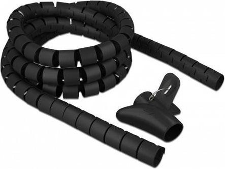 Delock Spiralschlauch aus Polyethylen in Schwarz mit Einziehwerkzeug, Durchmesser: 25 mm, Länge: 2,5 m - Bild 1