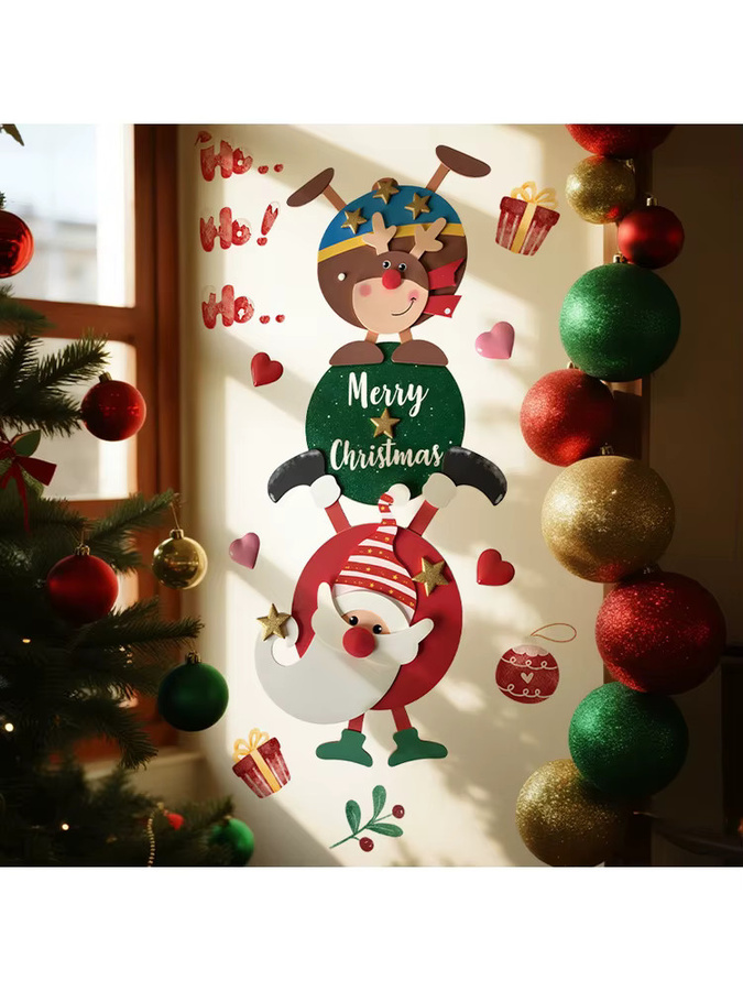 BRUP Wandaufkleber Weihnachtsmann und Rentier, Mehrfarbig, Weihnachtsdekoration für Wohnzimmer und Eingangsbereich - Bild 5