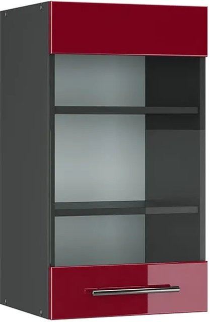Vicco Küchen-Hängeglasschrank Fame-Line in Bordeaux Hochglanz und Anthrazit mit Soft-Close-Türen, Breite: 40 cm - Bild 2