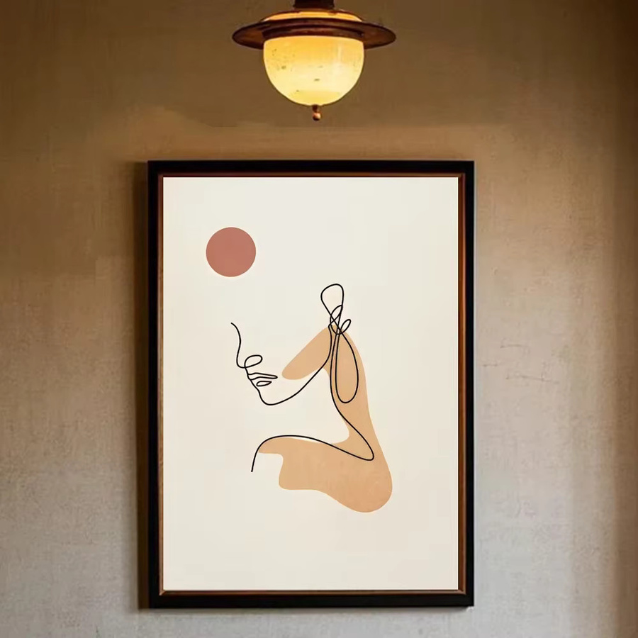 Potdemiel Abstrakte Leinwandmalerei Minimalistische Weibliche Linie Wandkunst für dein Wohnzimmer in Mehrfarbig - Bild 2