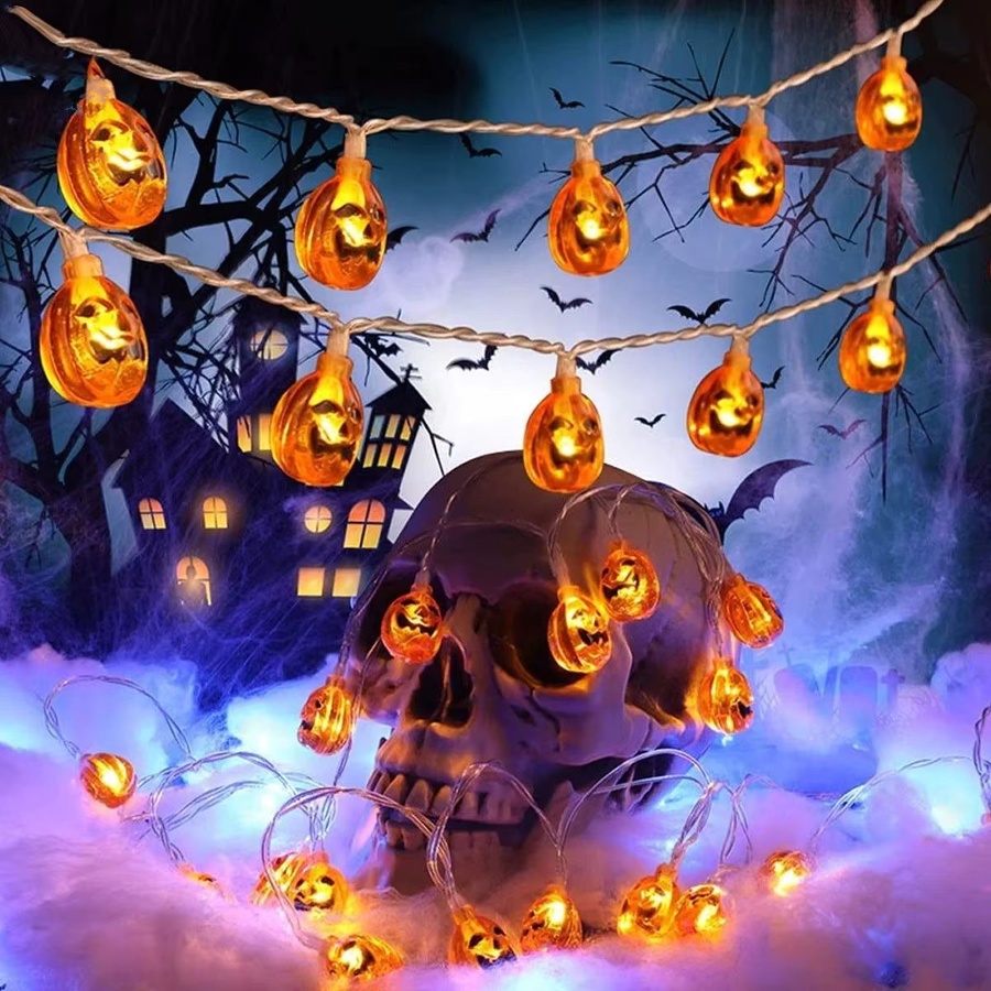 Peach Forest LED Halloween Kürbis Lichterkette in Orange mit warmweißem Licht, wasserdichte dekorative Hängelampe für Indoor und Outdoor - Bild 3