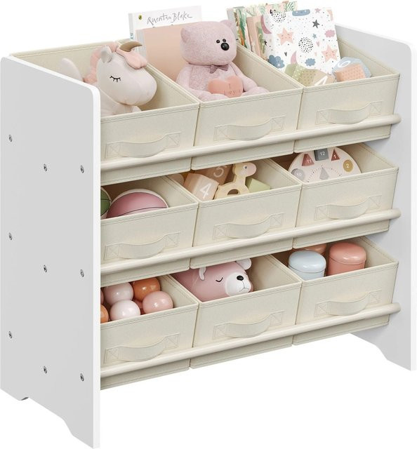 Songmics Kinderregal in Weiß mit 9 Stoffboxen aus Vliesstoff, B/T/H: 62,5 x 29,5 x 60 cm - Bild 1