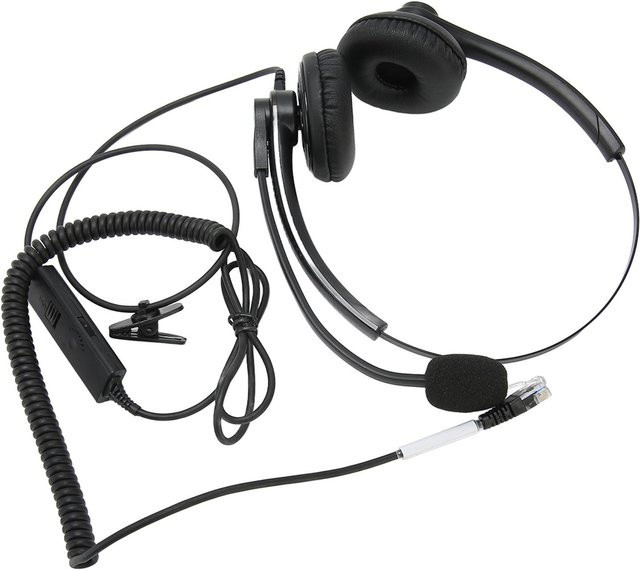 DIYelecs Kabelgebundenes Telefon-Headset mit Rauschunterdrückung und Mikrofon in Schwarz - Bild 1