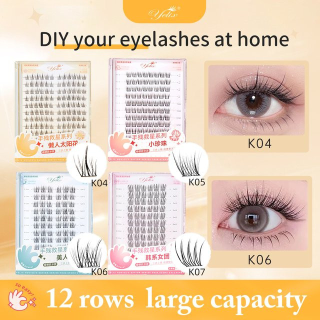 Yelix Wimperncluster K07, Natürliche Manga Wimpern, Unisex - Bild 1
