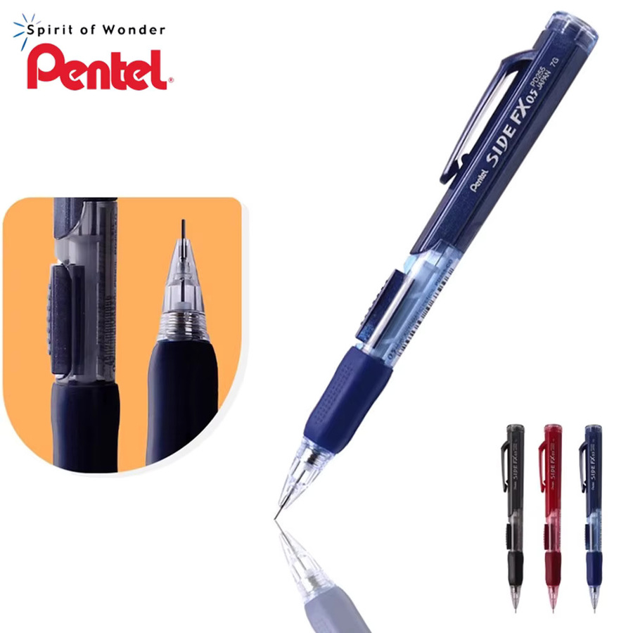 Pentel Druckbleistifte PD255 Set, 3 Stück, 0,5 mm, Multicolor, mit seitlicher Druckmine zum Schreiben und Zeichnen - Bild 3