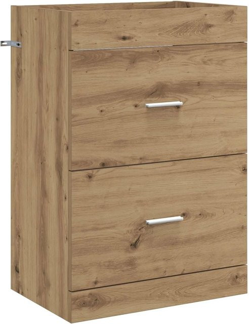 vidaXL Badunterschrank Artisan-Eiche in Braun mit Türen und Schubladen, B/T/H: 56 x 37,5 x 81 cm - Bild 1