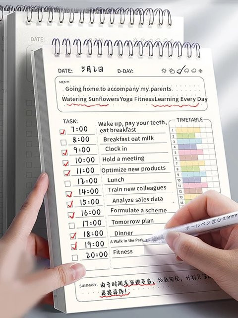Planer Agenda A5 Notizbuch mit Spirale, weißes Tagesplaner und To-Do-Liste, 160 Seiten - Bild 1