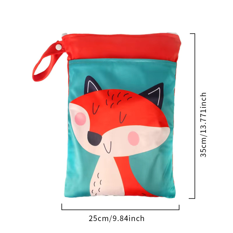 Pororo Wasserdichte Nass- und Trockentasche für Babys, wiederverwendbare Stoffwindeltasche mit Tragegurt und zwei Reißverschlusstaschen, Mehrfarbig - Bild 3