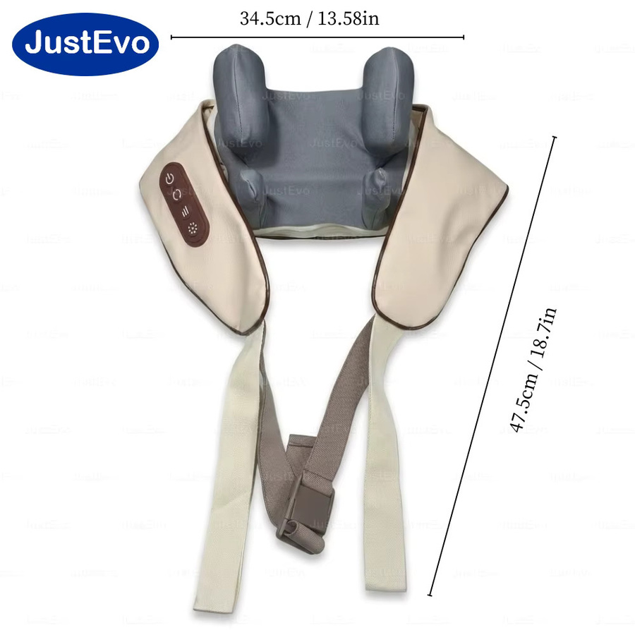 JustEvo Kabelloses Nacken- und Schultermassagegerät mit 4D-Knetfunktion und Heizfunktion in Beige - Bild 2