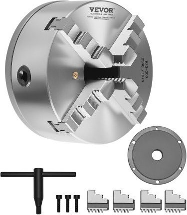 VEVOR 4-Backen-Drehfutter aus HT300 Material in Silber, selbstzentrierendes Spannfutter mit 200 mm Durchmesser und 4-200 mm Spannbereich für Holz- und Metall-Drehmaschinen - Bild 1