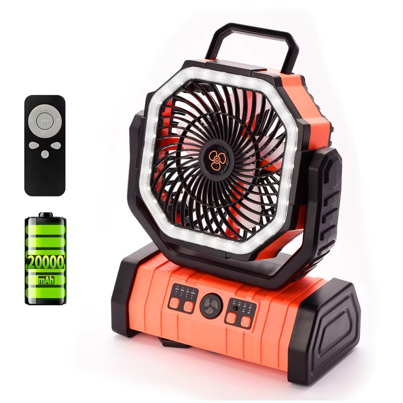 JFBONIN Campingventilator Schwarz mit 20000mAh Akku, Fernbedienung und 270 Grad verstellbarem Kopf, Tragbarer USB-Luftzirkulator für den Tisch - Bild 7