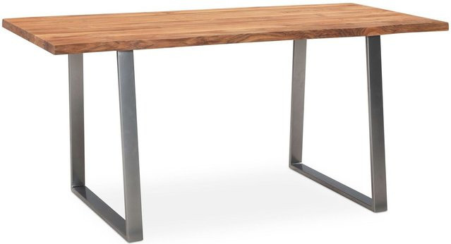 Wohnling Schreibtisch aus Akazie Massivholz in Braun mit Eisengestell B/H/T: 160 x 76 x 80 cm - Bild 1