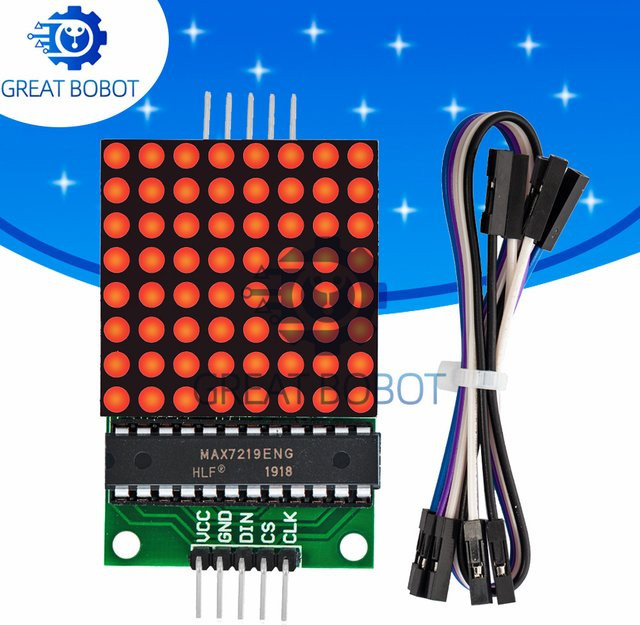 Baishundianzi BS 8x8 MAX7219 Dot LED Matrix Modul in Rot für Arduino mit 5-V-Schnittstelle und Kathodendesign - Bild 1