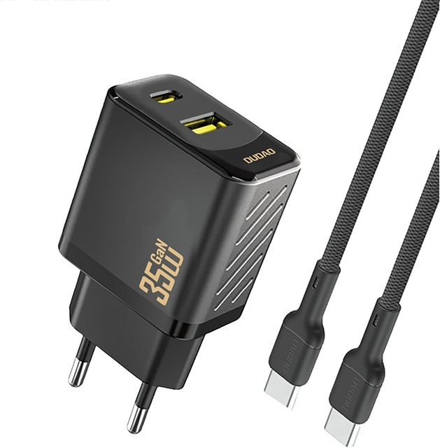 Dudao A27 Max Netzladegerät mit USB-C Kabel, 35W, 1 x USB-A und 1 x USB-C, Schwarz - Bild 1