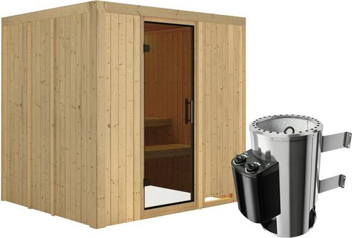 Karibu Sauna Olai für 3 Personen mit 3,6 kW Saunaofen und integrierter Steuerung, beige - Bild 1