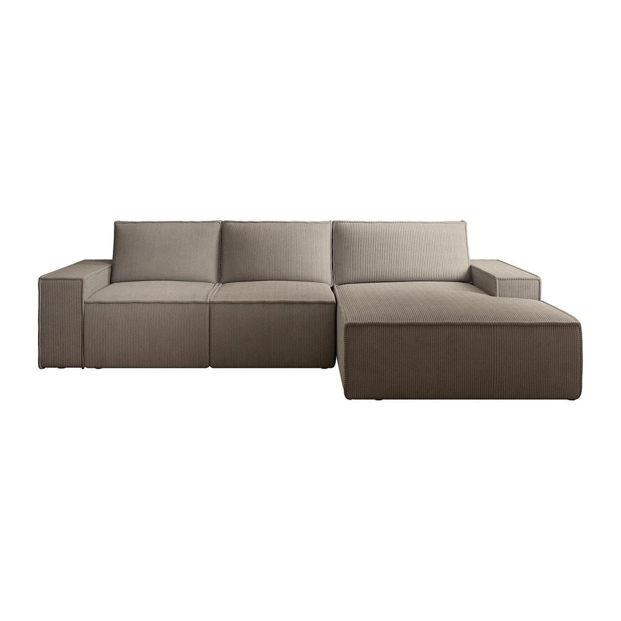 Vente-unique Schlafsofa Amelia in Taupe mit Cord-Bezug, Breite: 297 cm - Bild 2