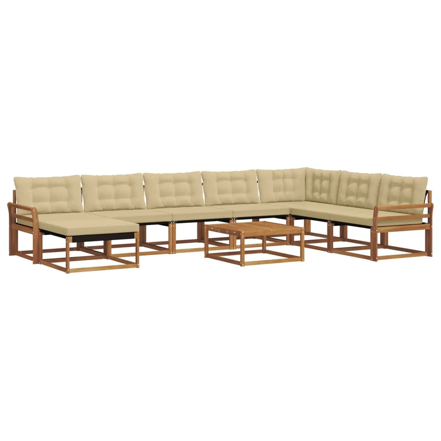 vidaXL Outdoor-Sofagarnitur aus Akazie Massivholz mit Textilene-Polstern in Natur und Beige, 25-teiliges Set - Bild 2