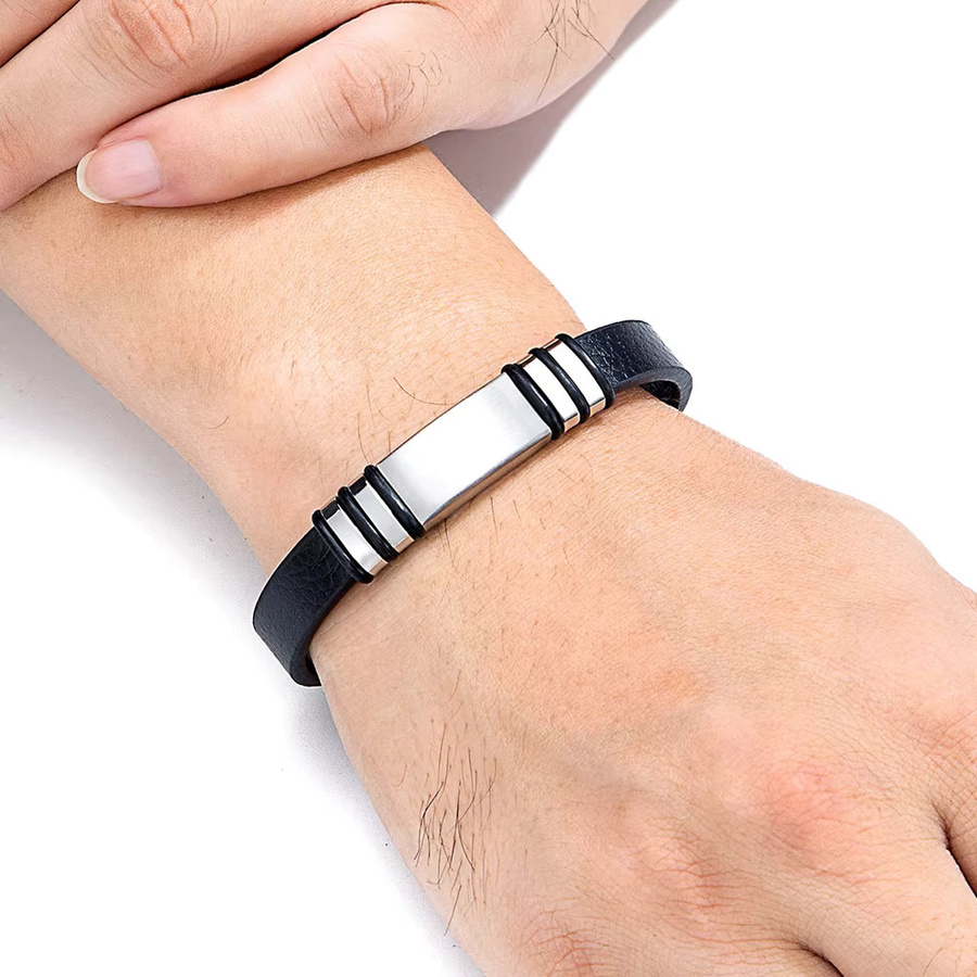 XQNI Lederarmband, Edelstahl, Schwarz, Herren - Bild 2