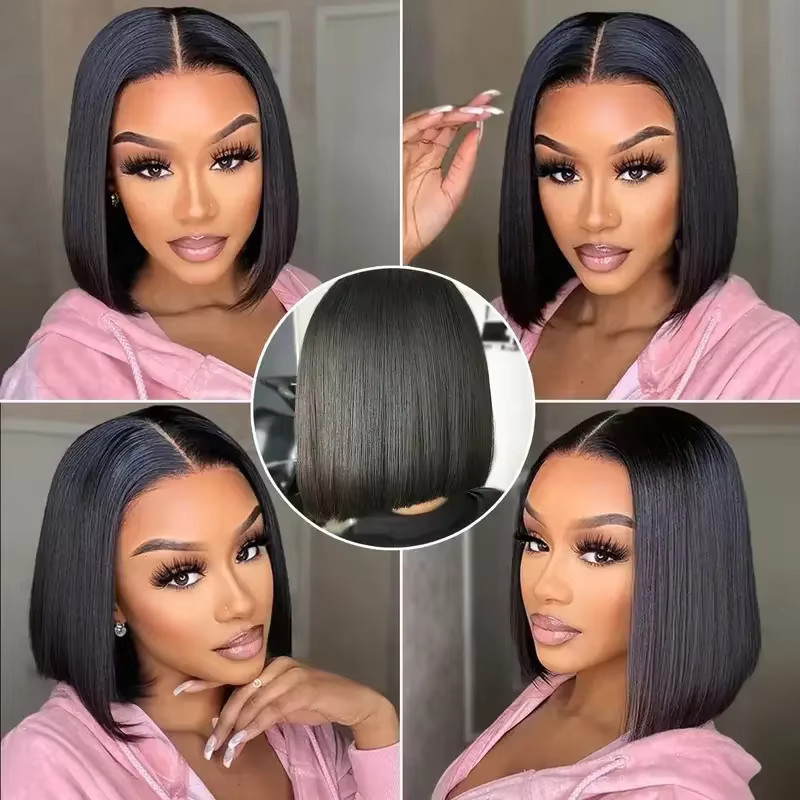 Sooolavely Perücke Kurzer Bob, glattes brasilianisches Remy-Echthaar, Damen - Bild 3