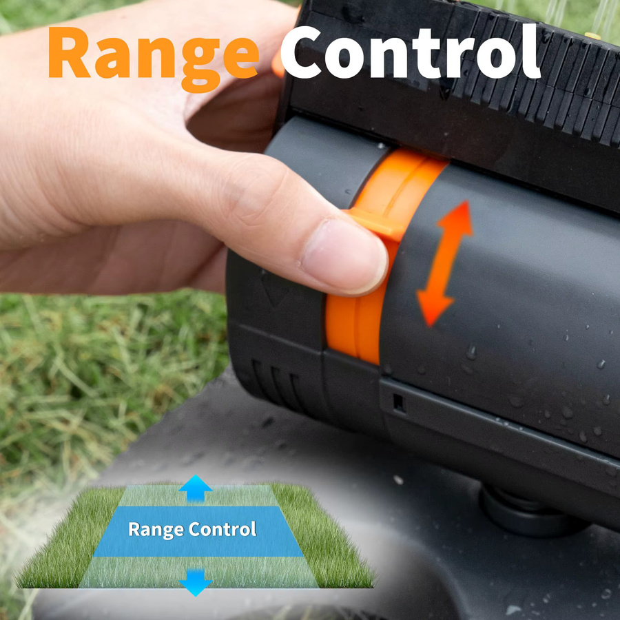 Diivoo Mini oszillierender Rasensprinkler in Schwarz mit 16 Löchern und verstellbarer Rotation für die Gartenbewässerung - Bild 4