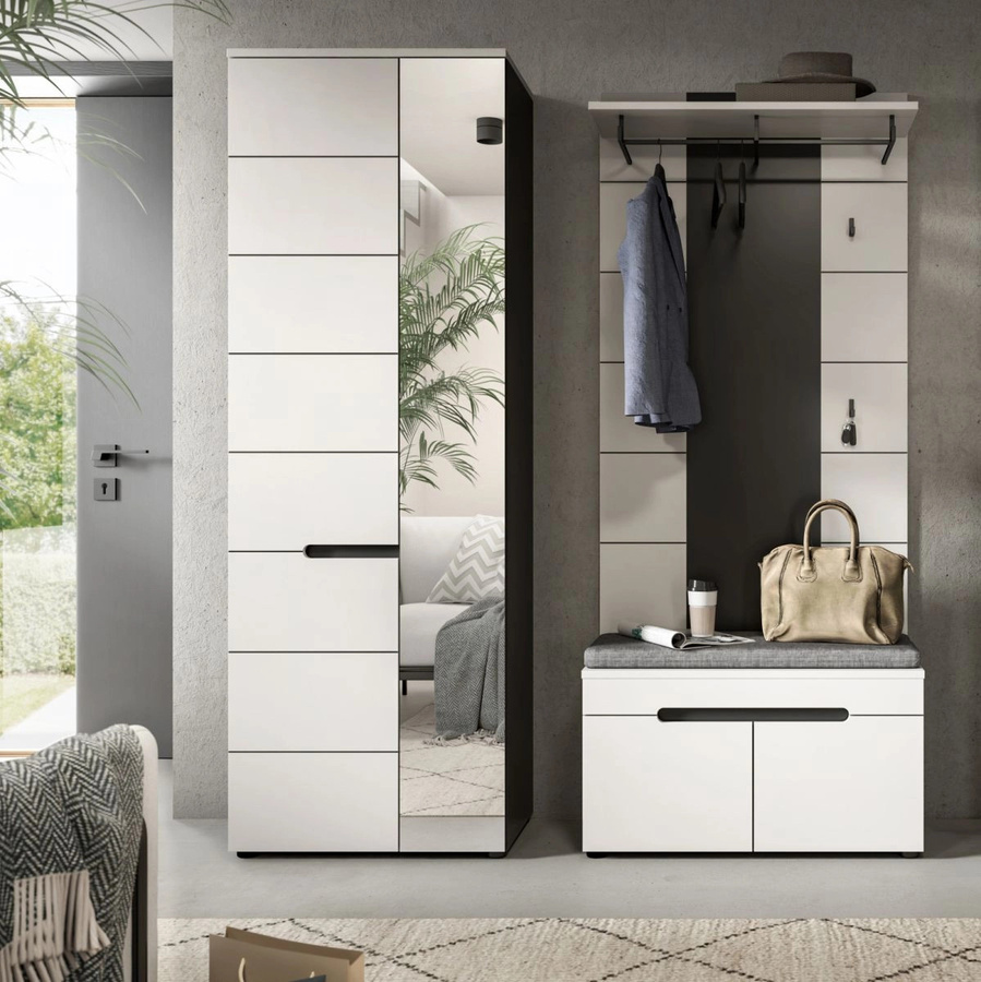 Inn.Furn Garderoben-Set Cooper 3-teilig in Weiß und Grau, Breite: 160 cm - Bild 3