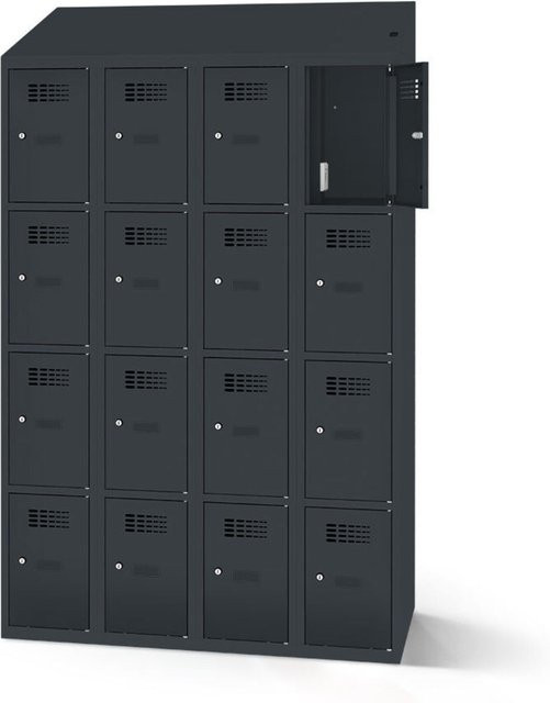 rotstahl Fächerschrank mit 16 Fächern und Ladefunktion, Farbe Anthrazit, B: 120 cm, H: 200 cm - Bild 1