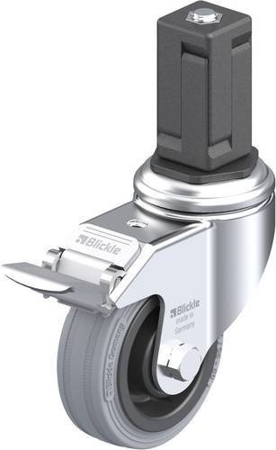Blickle Lenkrolle LKRA-VPA 80K-11-FI-EV15 mit Feststeller, Rad-Durchmesser: 80 mm, Tragfähigkeit: 80 kg, Farbe: Grau/Schwarz/Silber - Bild 1