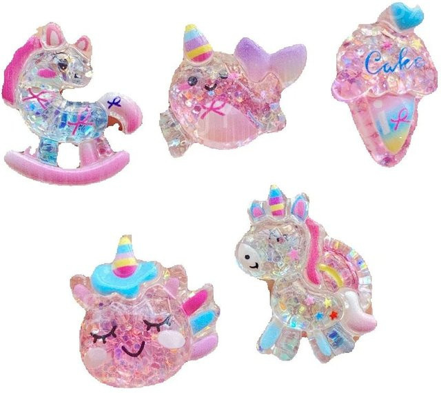 10 Stück Cartoon-Einhörner Eiscreme-Cabochon-Steine aus Resin in verschiedenen Farben für dein Scrapbook-DIY und Bastelzubehör von TSXJY - Bild 1