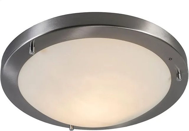 QAZQA Moderne Deckenleuchte Yuma 31 aus Stahl mit Glasschirm, IP44, Weiß/Silber, E27, dimmbar - Bild 1