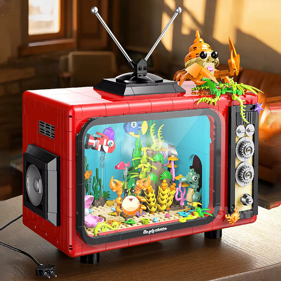 barweer Ozean-Retro-TV-Bausteinset, Meerestiere, 1718 Teile - Bild 4