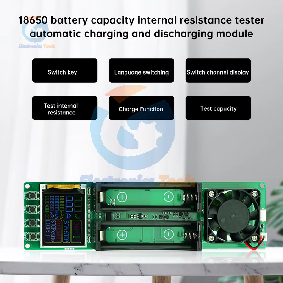 Aideepen 2-Kanal Digitaler 18650 Lithium-Batterie-Kapazitätstester mit Typ-C-Schnittstelle in Grün - Bild 3