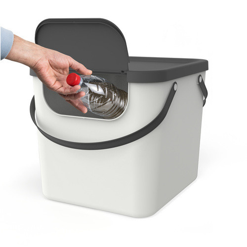 Rotho Müllsystem Albula mit Klappdeckel, Weiß, Volumen: 40 l - Bild 4