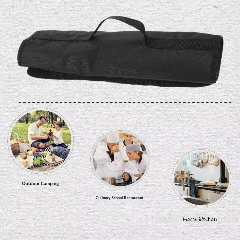 JETTING Kochmesser-Rolltasche in Schwarz mit 5 Fächern aus robustem Oxford-Material, B/T/H: 38,5 x 36,5 cm - Bild 3