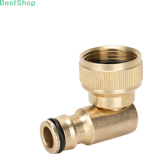 HELTC Gartenschlauch-Wasserhahn-Adapter aus Messing in Gold, 3/4 Zoll Winkel-Schnellverbinder drehbar - Bild 1