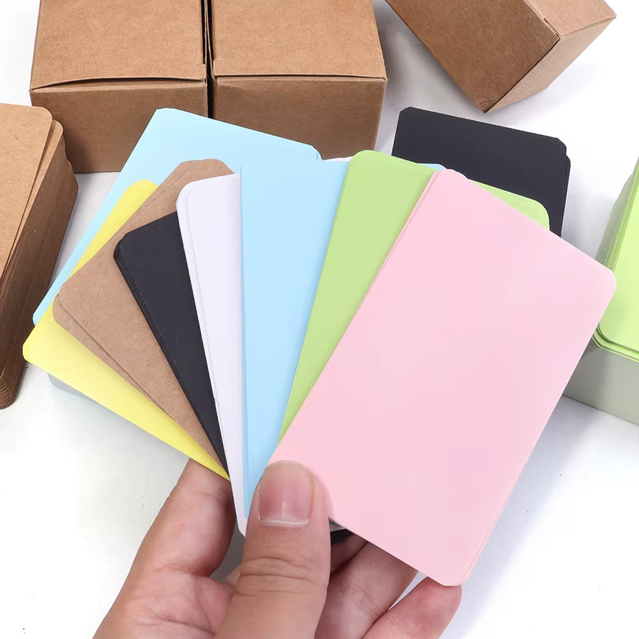 100 Stück Kraftpapier Blanko Grußkarten und Visitenkarten in Braun, Blau und Mehrfarbig - Bild 3