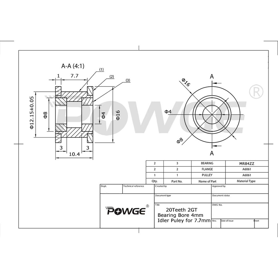 POWGE Silver Creality K1 Max Kit mit 10 Stück 2GT-7,7 RF Zahnriemen 3,5 Meter und 20 Zähne Umlenkrollen mit 4 mm Bohrung für 3D-Drucker - Bild 5