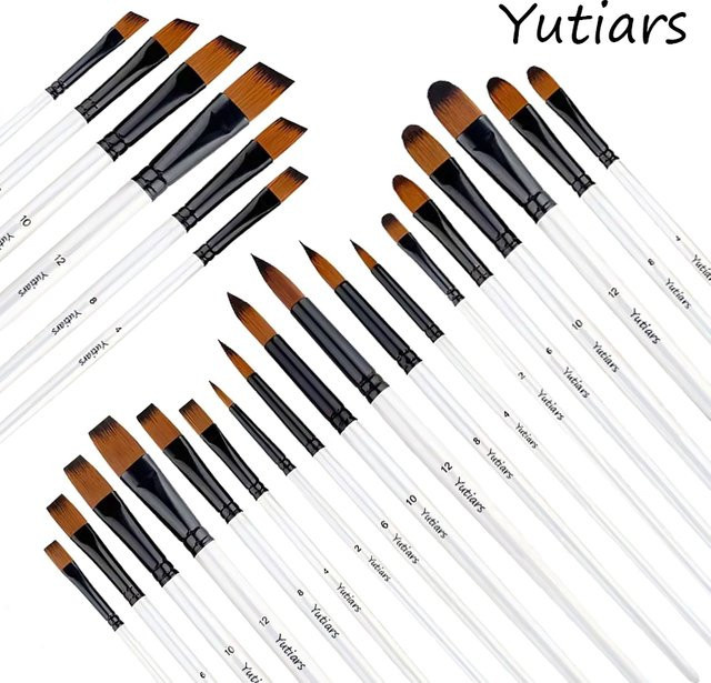 Yutiars Professionelles Künstler-Pinsel-Set mit Nylonborsten in Orange, 24-teilig für Aquarell, Acryl, Öl und Körperbemalung - Bild 1