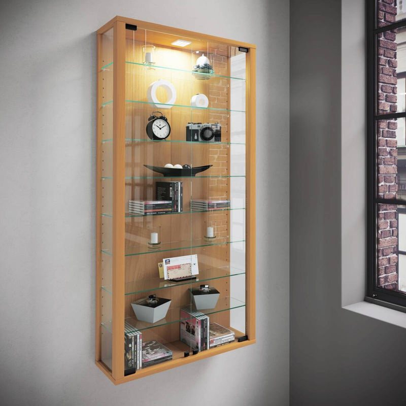VCM Wandvitrine Vitrosa Maxi in Buche mit ESG-Sicherheitsglas, B/T/H: 59 x 18 x 113 cm - Bild 6